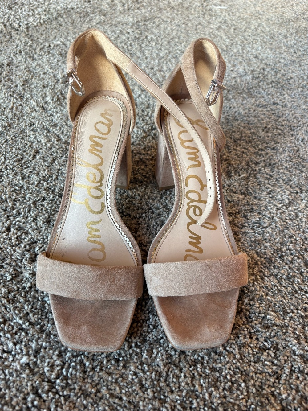 Sam Edelman Tan Suede Block Heel Sandals